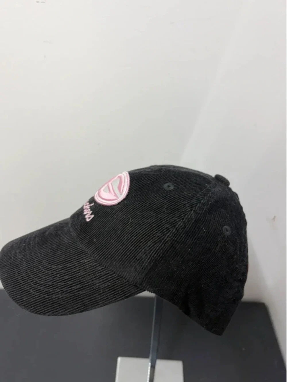 Green Bay Packers Black Corduroy Baseball Hat - Pink & White Embroidered Logo
